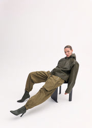 Heeled Leather Sock Bootie in Olive - CO Collections